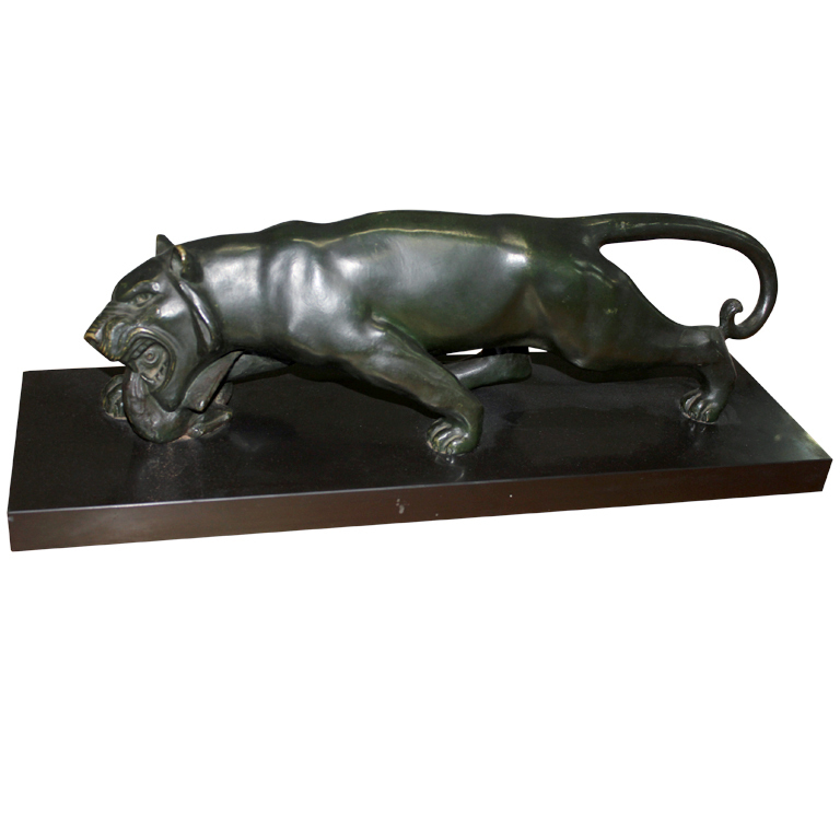 French Art Deco Bronze Sculpture Of A Panther Modernism