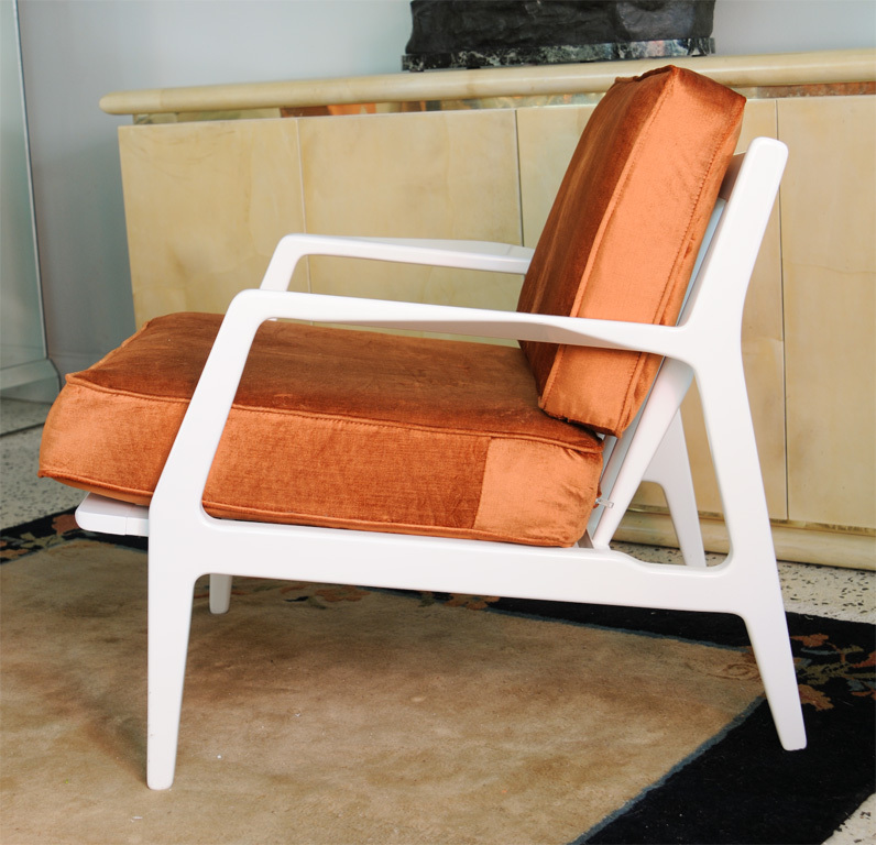 Pair Mid Century Modern Stark White Arm Chairs Modernism