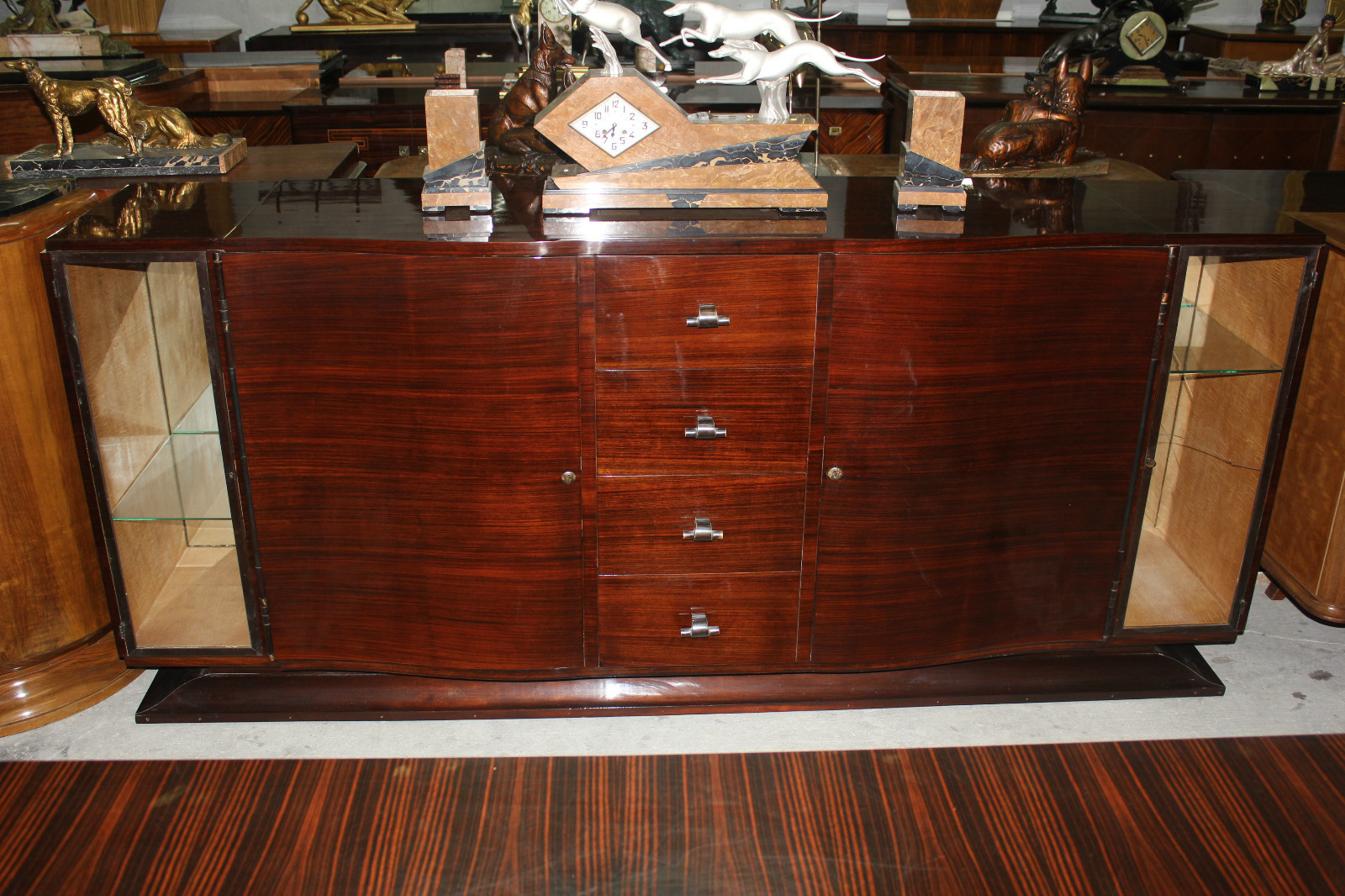 French Art Deco Rosewood Buffet With Display Area Modernism