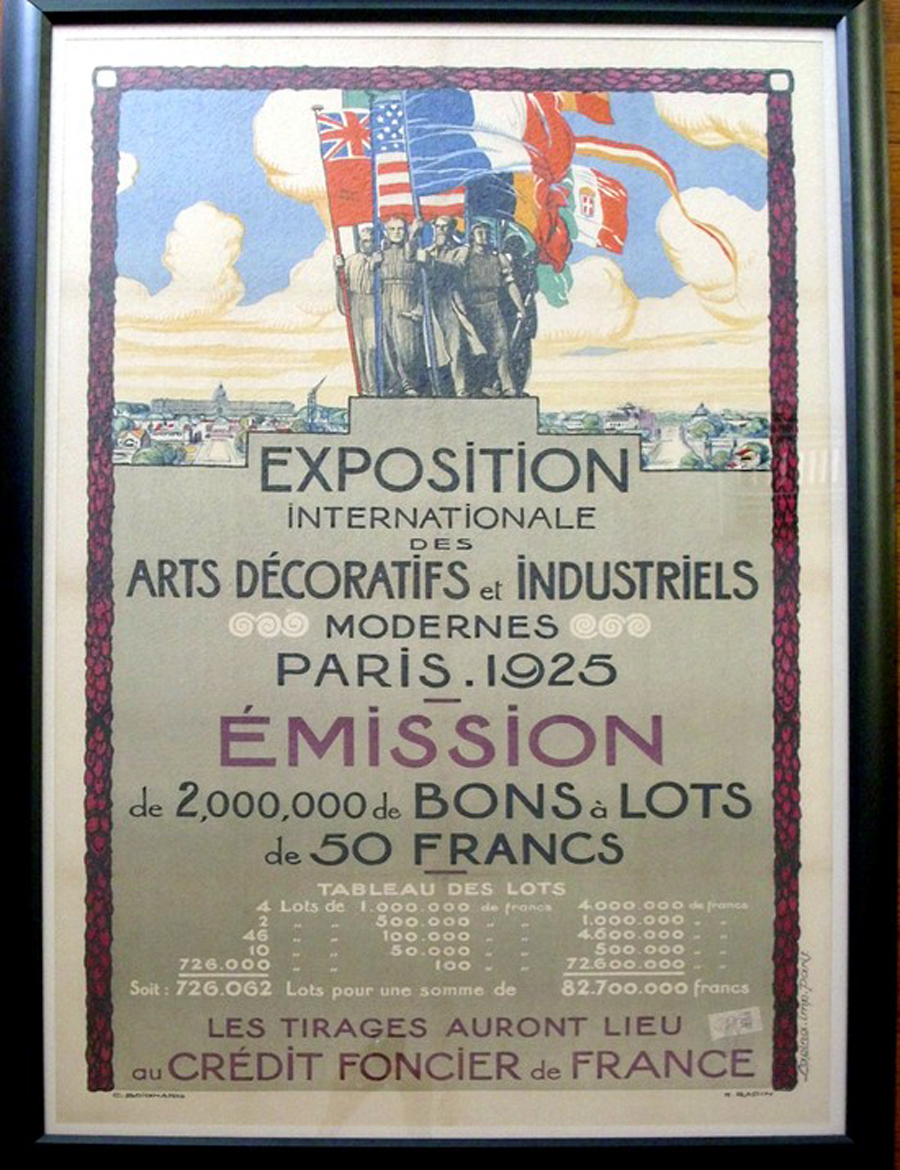 Robert BONFILS - Exposition Internationale Arts Décoratifs, 1925 - Affiche  lithographique - Art Moderne - Plazzart