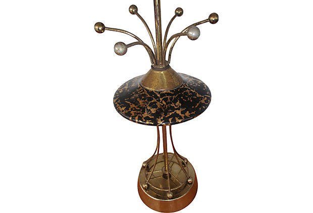 1950s Atomic Age Red Plastic & Brass Small Table Lamp – Mullard