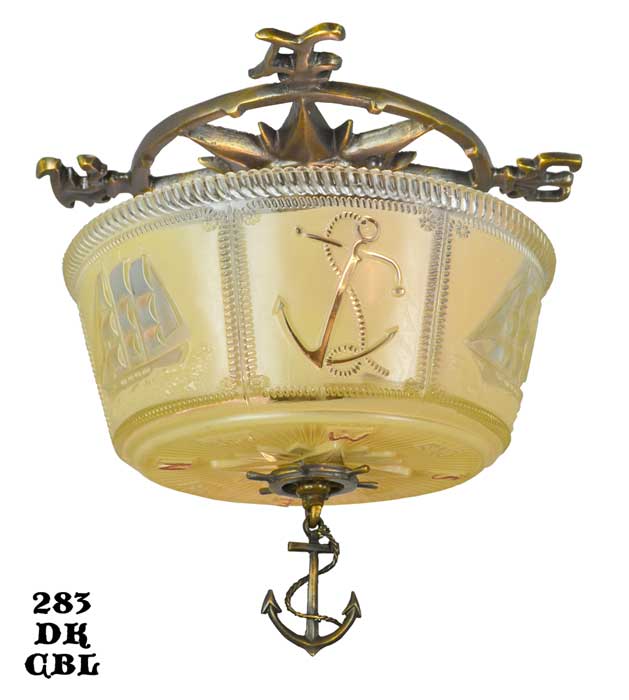 Nautical Marine Close Ceiling Bowl Light Fixture Modernism