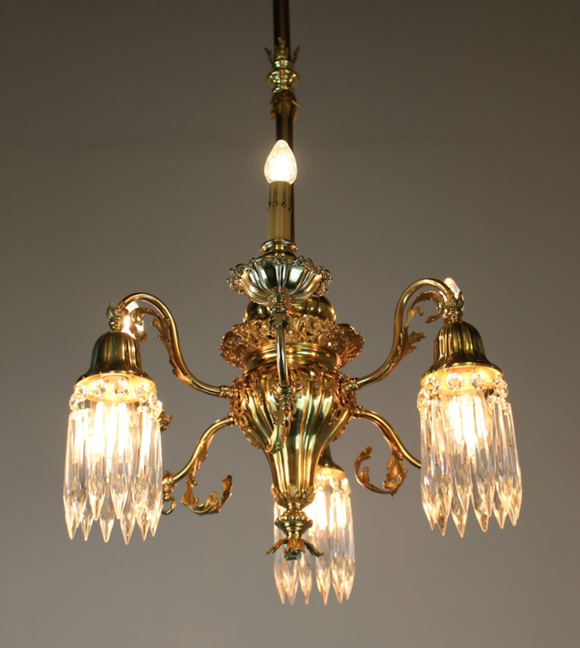 Converted Gas-Electric Decorative Sheffield Chandelier. | Modernism