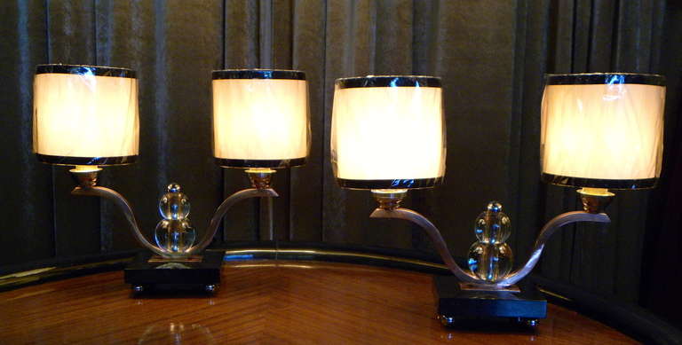 Modernist Art Deco French Pair Of Table Desk Bed Lamps | Modernism