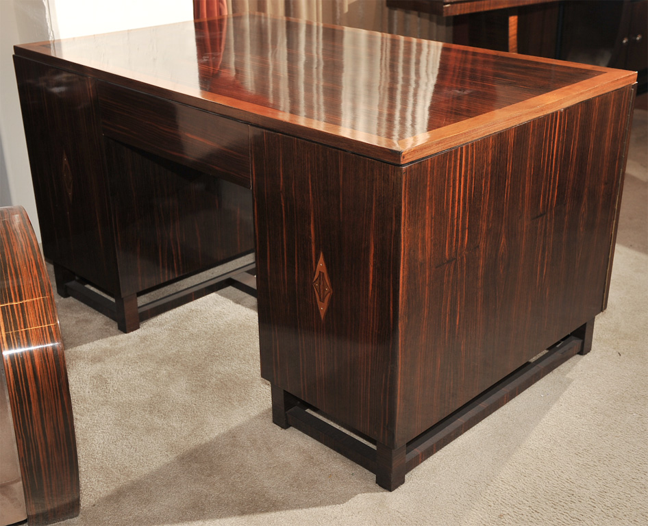 French Art Deco Macassar Executive Desk Modernism