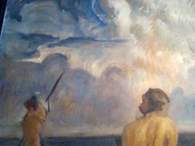 Original 1930 S Mural Panel Art Deco Oil Painting Modernism