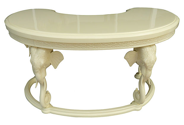 Mid Century Anglo Indian Style Desk With Elephant Head Legs Modernism