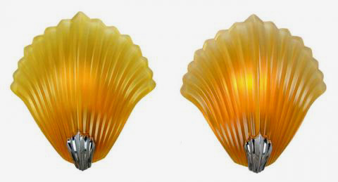 French Mid Century Modern Shell Motif Sconces | Modernism