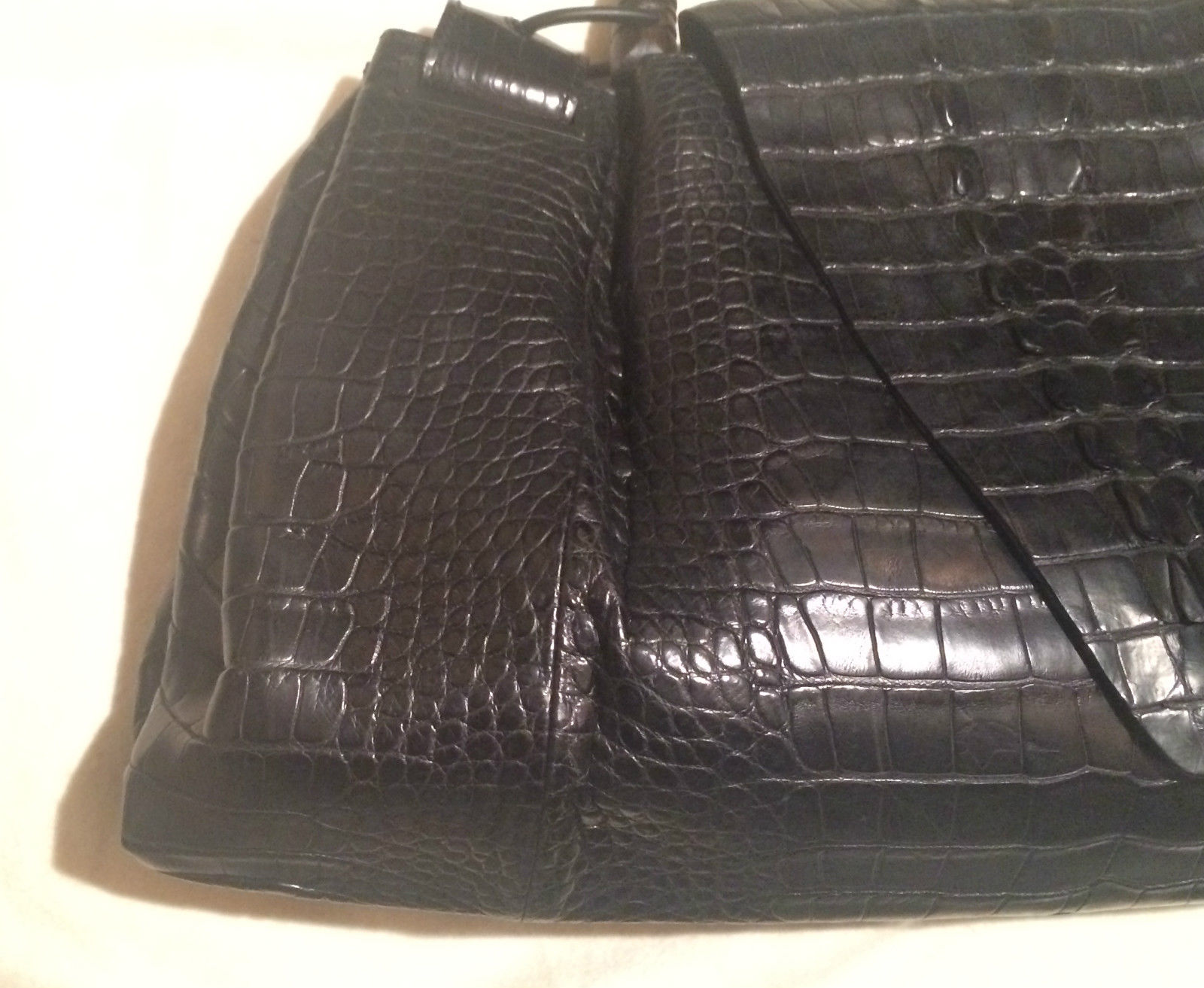Gucci by Tom Ford Black Crocodile Wood-Handle Doctor Bag