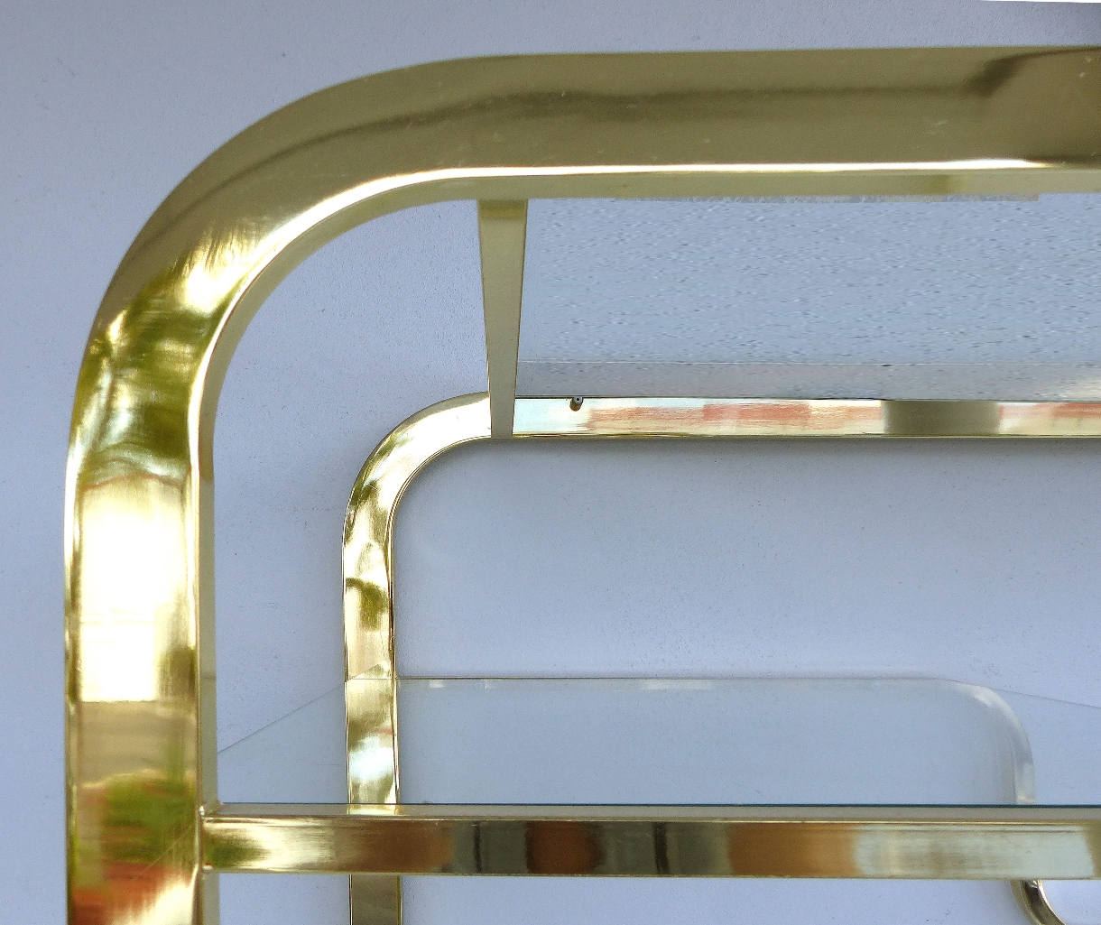 Mid 20th Century Mid-Century Modern Expandable Brass Etagere in the Style  of Milo Baughan