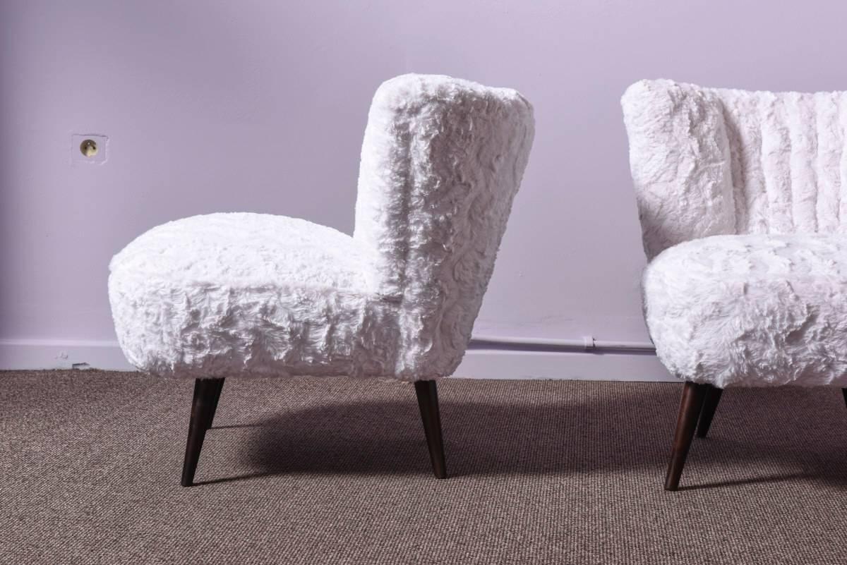 Pair Of Cocktail Chairs In Faux Fur Modernism