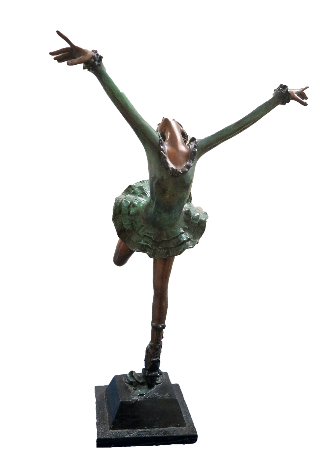 Bronze Ballerina Signed by A Fayral with Marble Base | Modernism