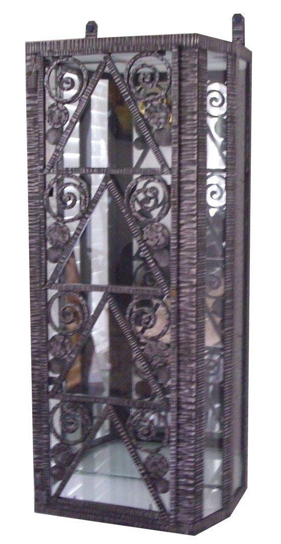 French Art Deco Wrought Iron Wall, Wrought Iron China Cabinet