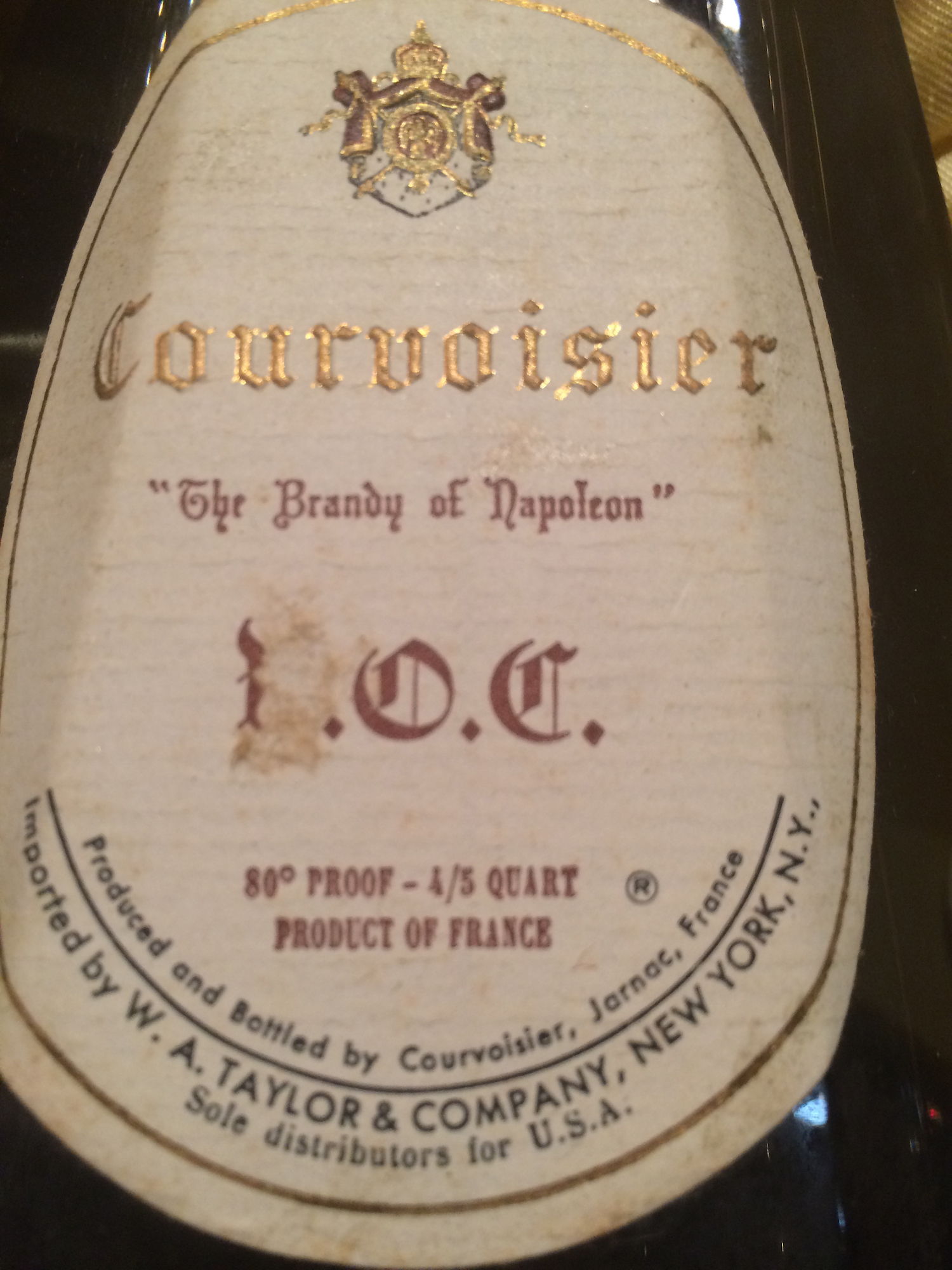 Maison J. Balluteaud Cognac Louis XV Grande Champagne 1888,  CognacBin-soiled and slightly damp-stained labels. Two slightly nicked  vintage slip labels. Levels: two top-shoulder and two mid-shoulder