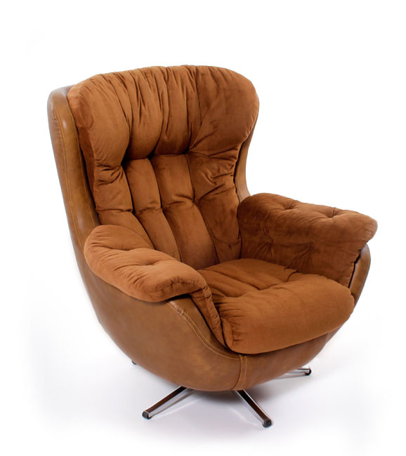 Vintage 1970s Overstuffed Arm Chair Modernism