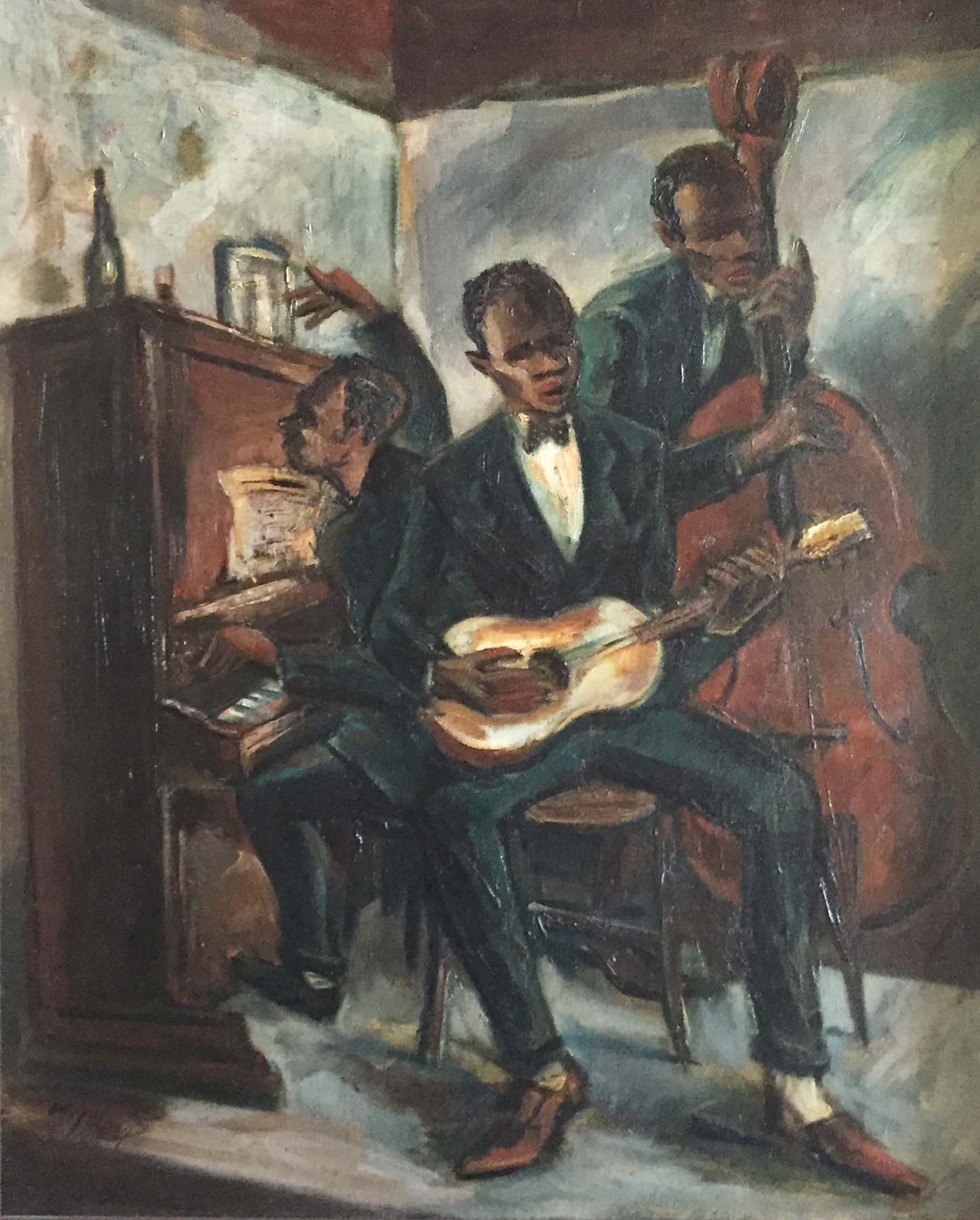 Seymour Nydorf Black Jazz Trio Oil C.1935 American Modernism