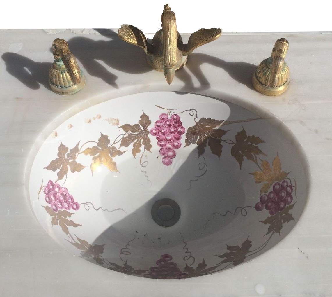 Sherle Wagner Brass Swan Faucet And Marble Sink Two Sets