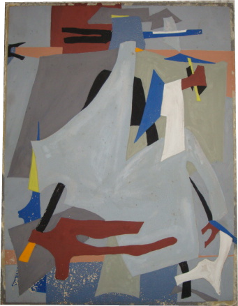 1940's Esphyr Slobodkina Mixed Media Abstract Painting ART DECO-Modernism