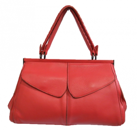 Bottega Veneta Red Leather Fold-over Purse W Stitching | Modernism