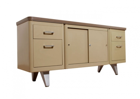 Vintage Steel Tanker Credenza MID-CENTURY MODERN-Modernism