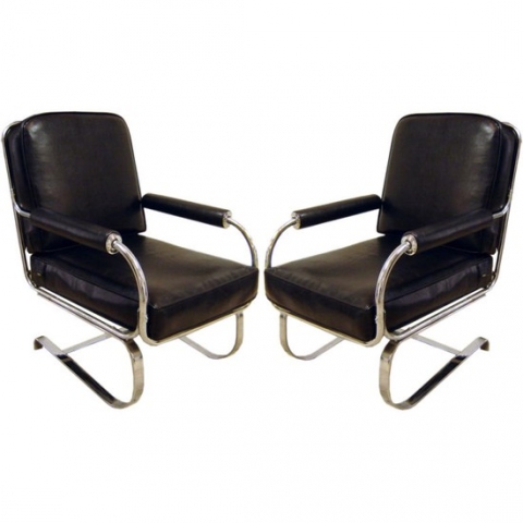 Pair American Art Deco Springer Chairs For Lloyd Modernism