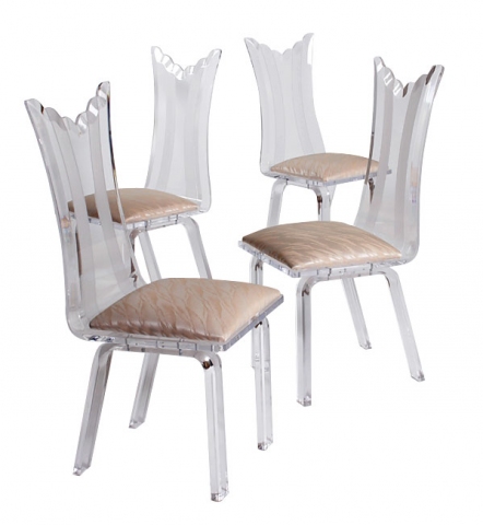 Set of 4 Vintage Scalloped Edge Lucite Dining Chairs MID-CENTURY MODERN-Modernism