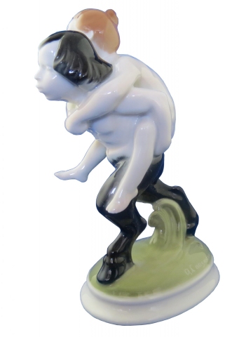 Rosenthal Porcelain Girl Riding Faun by Albert Caasmann ART DECO-Modernism