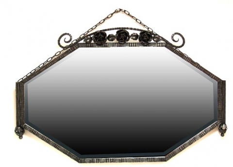 French Art Deco Wrought Iron Roses Mirror ART DECO-Modernism