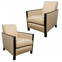 Pair of Art Deco Leather Club Chairs Style of Dominique ART DECO-Modernism