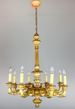 8 Light Gilt Wood Chandelier Early 20th Century-Modernism