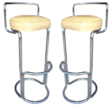 Pair Of 50's Chrome Bar Stools With Original Vinyl Seats MID-CENTURY MODERN-Modernism