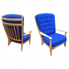 Guillerme et Chambron, pair of oak Edouard armchairs. MID-CENTURY MODERN-Modernism
