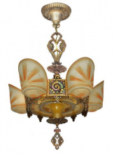 Williamson 5 Light American Art Deco Slip Shade Chandelier ART DECO-Modernism