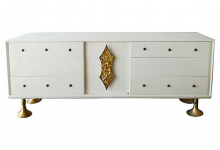 Hollywood Regency Lacquered Dresser W/ Brass Legs MID-CENTURY MODERN-Modernism
