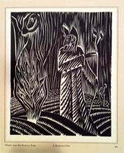 Rare 1937 Woodcut Raymond Katz - Moses And The Burning Bush- ART DECO-Modernism