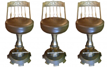 Set of Three Seventies Cast Metal Leather Bar Stools CONTEMPORARY-Modernism