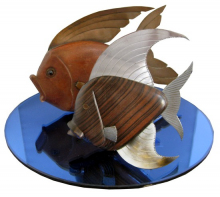 Two American Art Deco Fish on Cobalt Mirror ART DECO-Modernism
