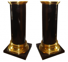 Pair Of Classical Elegant Black And Brass Pedestals MID-CENTURY MODERN-Modernism