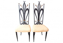 Pair-fleur-di-lis-stylized-tall-back-iron-chairs MID-CENTURY MODERN-Modernism