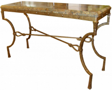 Mid Century Forged Iron Console With Tesselated Marble Top MID-CENTURY MODERN-Modernism