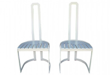 Pair Of Modern Linear Enameled Iron Chairs With High Backs CONTEMPORARY-Modernism