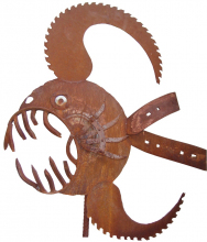 Large Iron Attack Fish Sculpture On A Stand For Your Garden CONTEMPORARY-Modernism