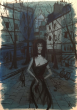 Charles Levier Early Watercolor Paris Montmartre Art Deco MID-CENTURY MODERN-Modernism