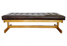 Mid Century Modern Wood Bench With Tufted Upholstery MID-CENTURY MODERN-Modernism