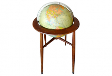 Mid Century Modern Wood Frame Lighted World Globe MID-CENTURY MODERN-Modernism