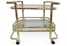 Mid Century Modern Brass Bar Trolley After Milo Baughman MID-CENTURY MODERN-Modernism