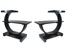 Pair of American Art Deco Modernage Black Lacquer End Tables ART DECO-Modernism