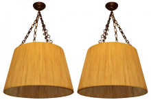 Elegant Pair of Hanging Reed Shades with Bronze Chains CONTEMPORARY-Modernism