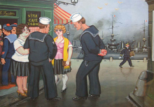 Charles Rocher French Watercolor 1930s American Sailors ART DECO-Modernism