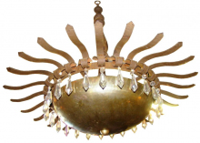 Rustic Iron and Brass Light Fixture in a Sunburst Design MID-CENTURY MODERN-Modernism